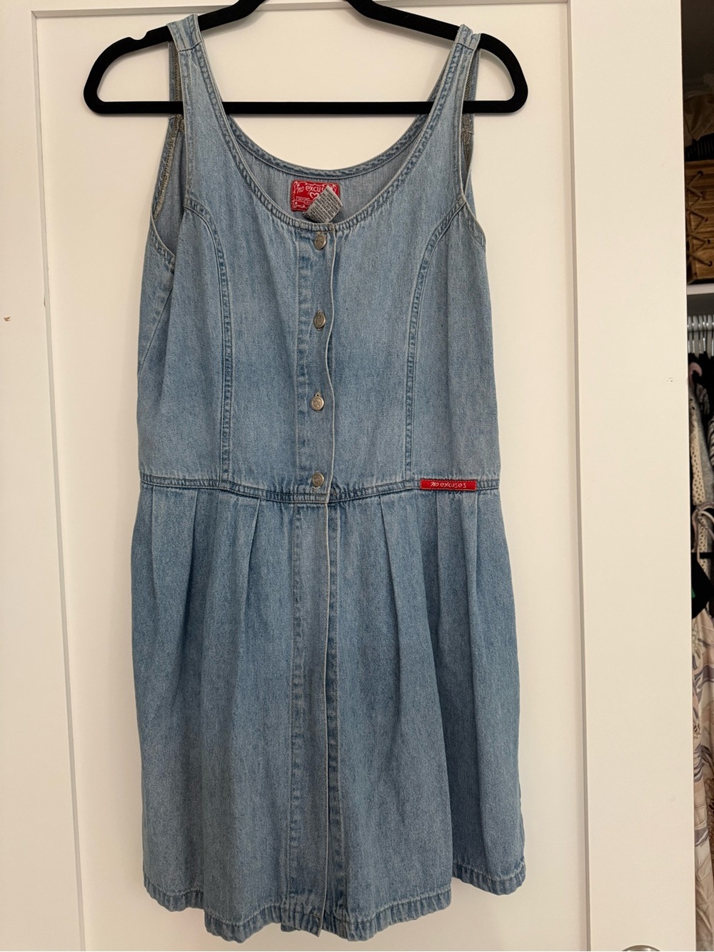 Light Blue Denim Button-Front Jumpsuit Romper - Casual Women's Summer Style
